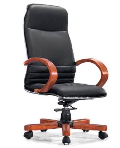 Quality modern high back genuine leather wood arm manager office chair furniture wholesale