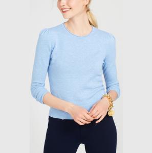 Quality WOMEN'S 60% cotton/20% viscose/15% nylon/5% cashmere LONG SLEEVE CREW NECK PULLOVER KNITTED SWEATER wholesale