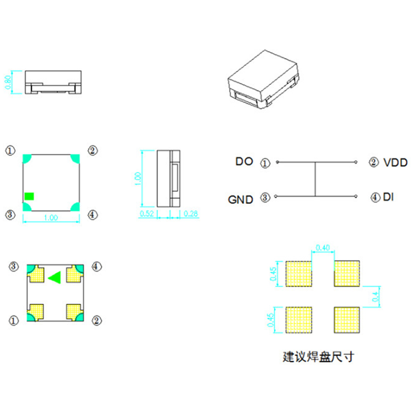 Built In IC 10*10 Led Clip 1010 RGB LED Mini Smd Led Component SK6805 SK9818