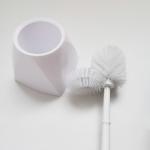 Slim Compact Toilet Bowl Brush With Holder Bathroom Deep Cleaning