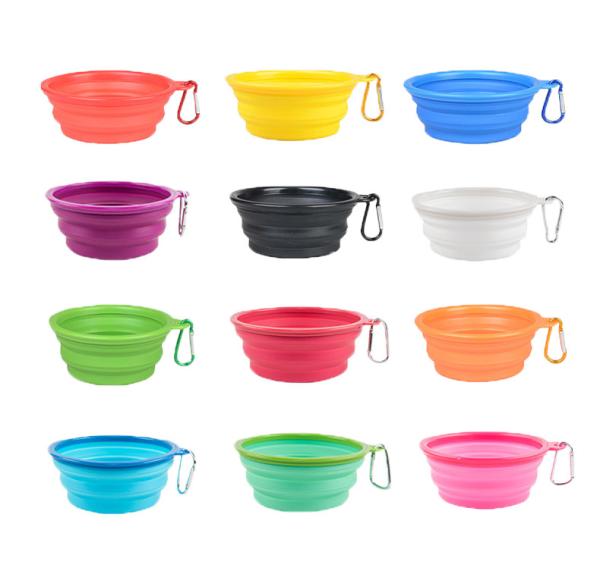 Colorful Lightweight Collapsible Silicone Dog Bowl For Outdoor Training Puppy