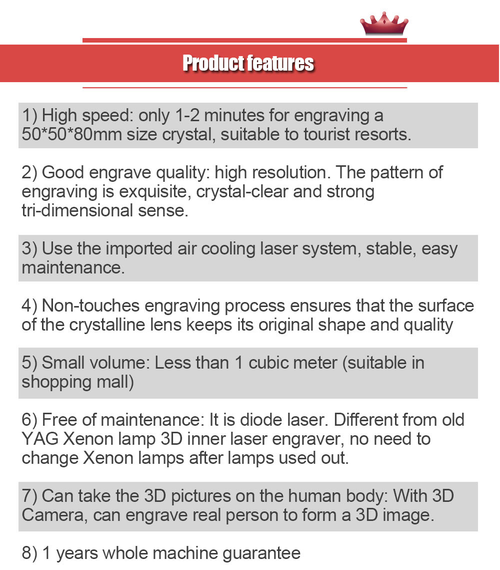 3D Automatic Mini transparent Crystal Glass Acrylic Laser Engraver Engraving Machines With CCD Camera