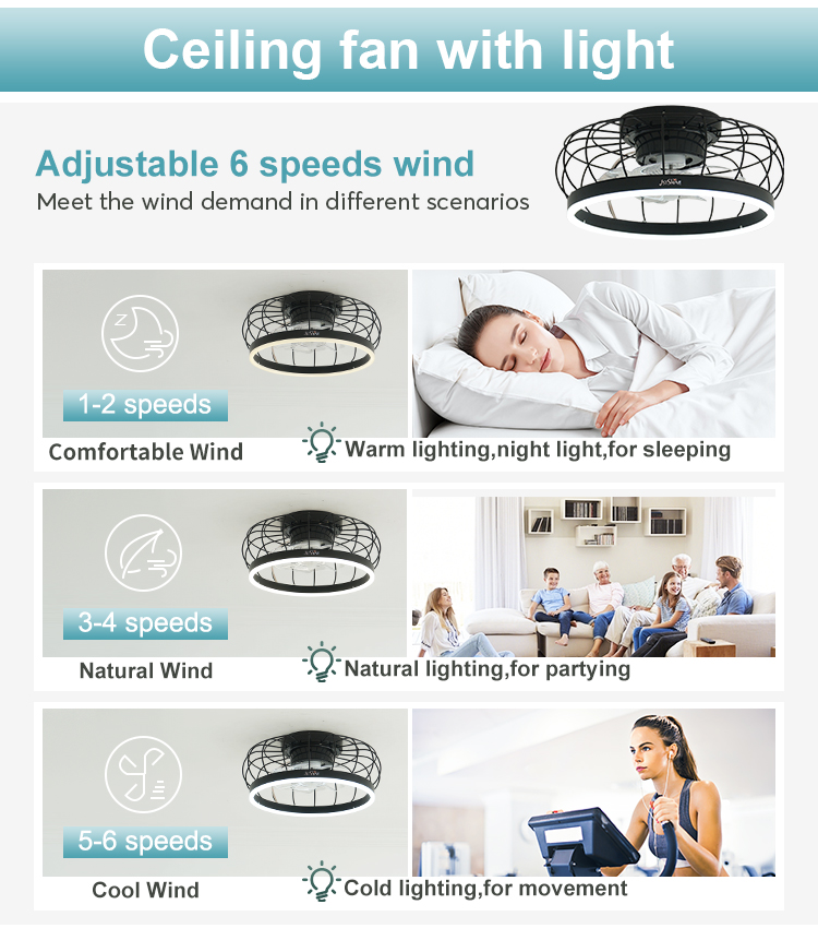 1stshine LED Modern Design Black Flush Mount Ceiling Fan with Remote Control Switch