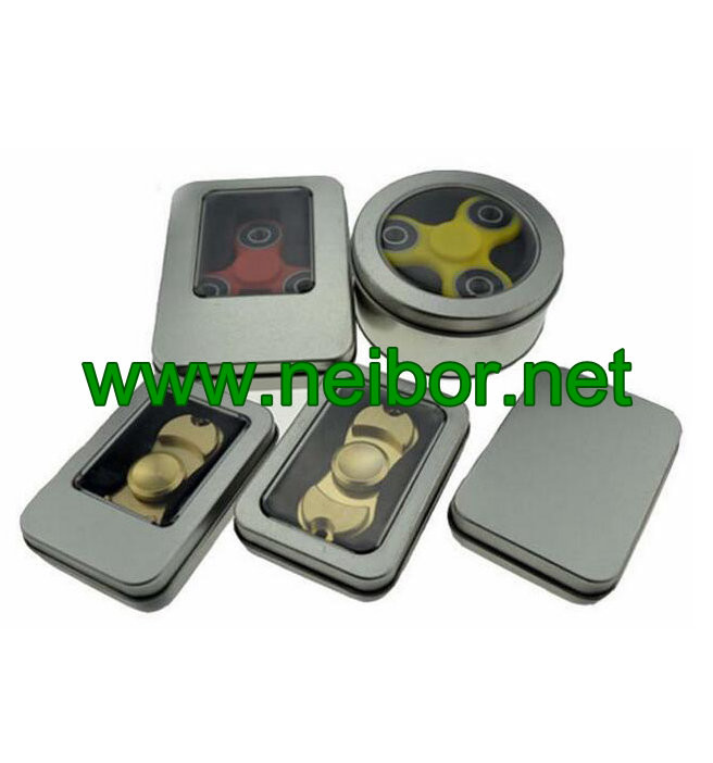 Round Gift Tin Container With PVC Window for Popular metal fidget spinner toy packaging