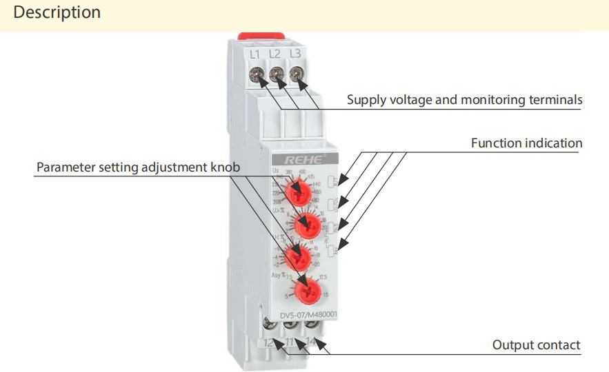 DV5-10 3 Phase Relay Loss Sensors Relay Asymmetry Control Voltage Monitoring Relays