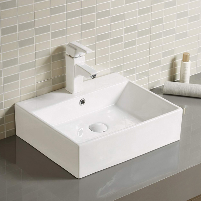 Integrated Square Counter Top Bathroom Sink 50cm Hand Wash Basin Anti Acid