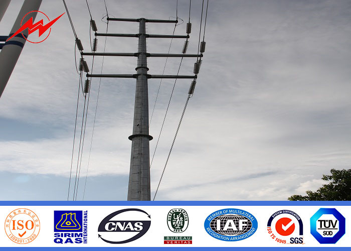 ASTM A36 5mm Steel Power Pole , Electric Light Pole Hot Dip Galvanization