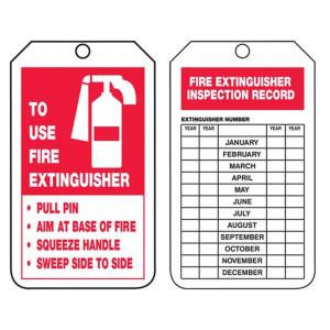 Quality Fire Extinguisher Inspection Tag Vinyl Waterproof Outdoor 2 Sided Printed Safety Tag wholesale