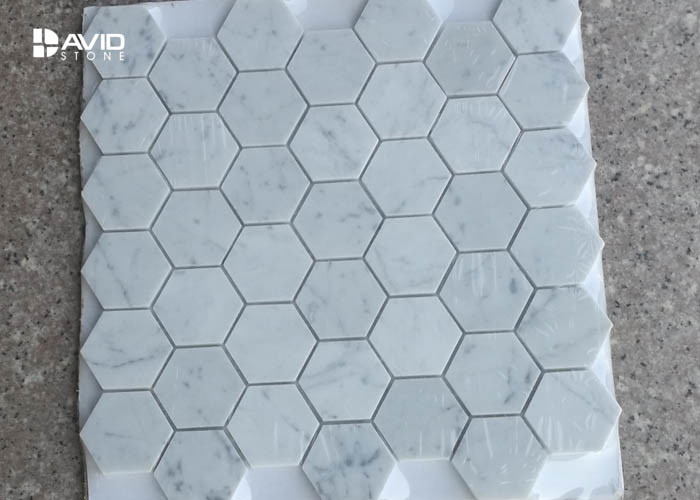 Hexagon Carrara Natural Stone Mosaic Tile Sheets For Walls And Floors Decor