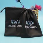 Black PU leather drawstring bags 12x17cm for jewelry package