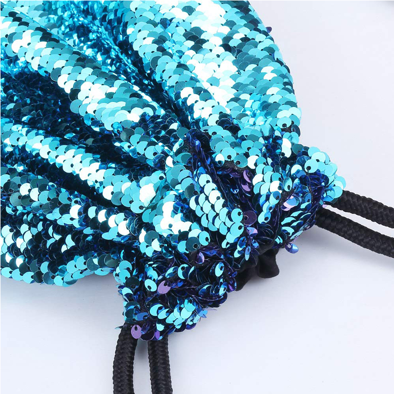 Reversible Mermaid Sequin Drawstring Bag , Draw Strap Backpack Reversible For Girls
