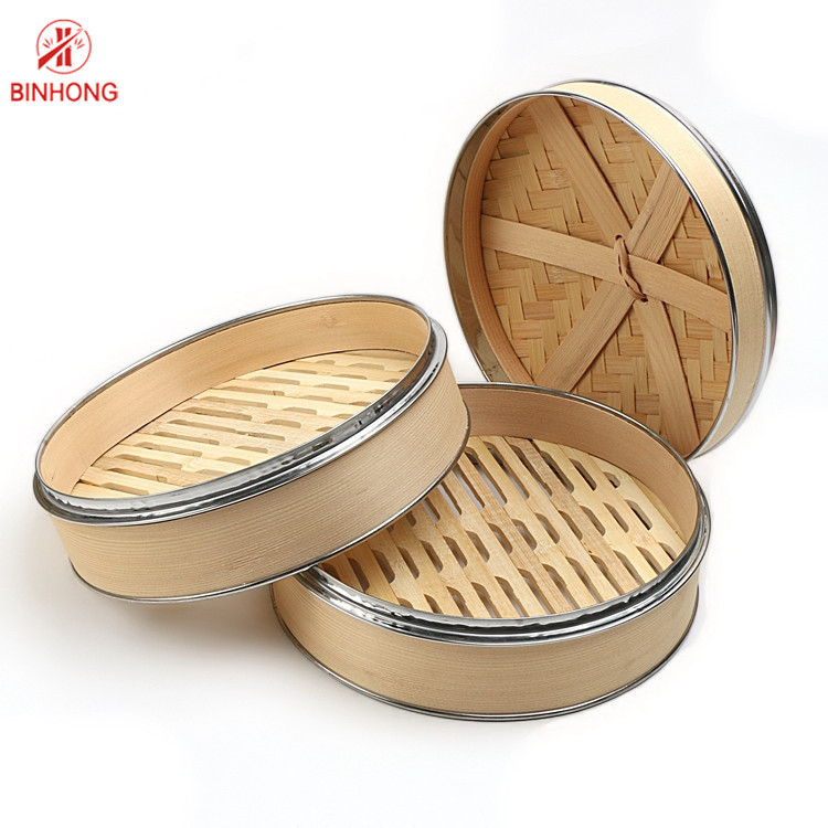Eco Friendly Bamboo Steamer Basket Round Shape 10 Inch Bamboo Food Steamer