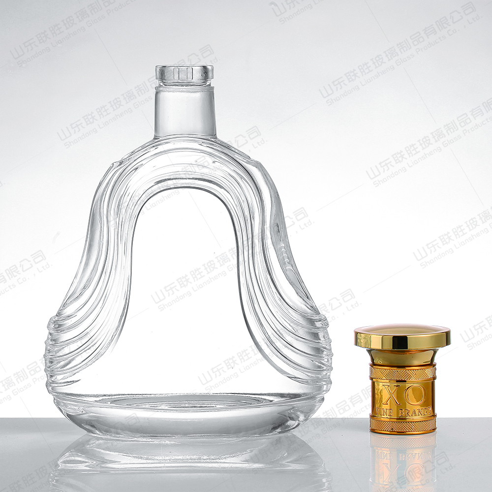 Custom Transparent Round Empty Glass Liquor Wine Vodka Tequila Whisky Bottle With Lid