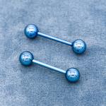 Electrophoresis Blue Hypoallergenic Nipple Rings Jewelry 14G 1.6mm