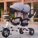 Stylish Two Seat Baby Twin Tricycle Stroller Double Stroller Tricycle 30kg Max