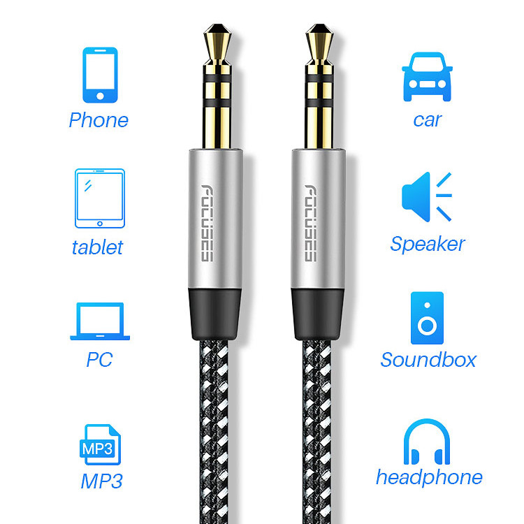 1M OEM Mobile Aux Cable 3.5 Mm Male To Male USB Car Aux Audio Cable