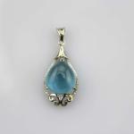 Fashion 12mmx15mm Pear Blue Cubic Zircon Pendant Necklace (PSJ0398)
