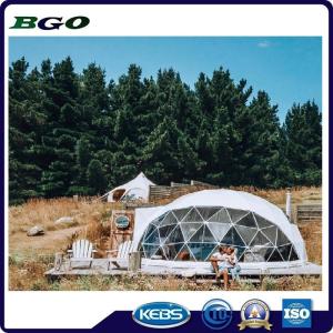 Quality Sun Exposure Geodesic Dome Tent With Bamboo Decoration Painted Steel Frame Easy Installation wholesale