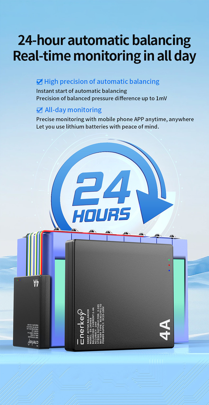 Enerkey Active Balancer Bluetooth 4A 2S-24S Battery Equalizer With Mobile App For Lifepo4/Li-ion