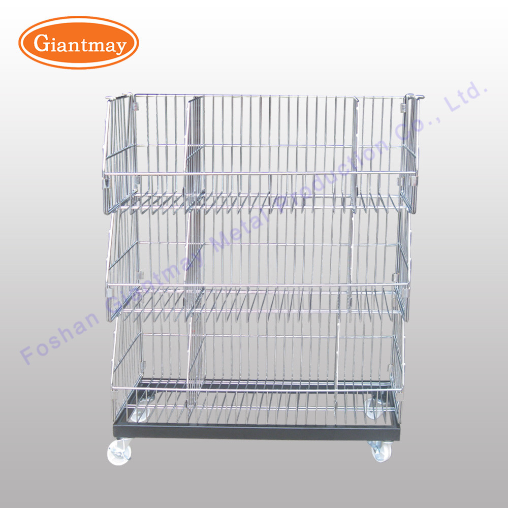 Metal Buffet Bread Rack Mesh Display Stand With Wheels