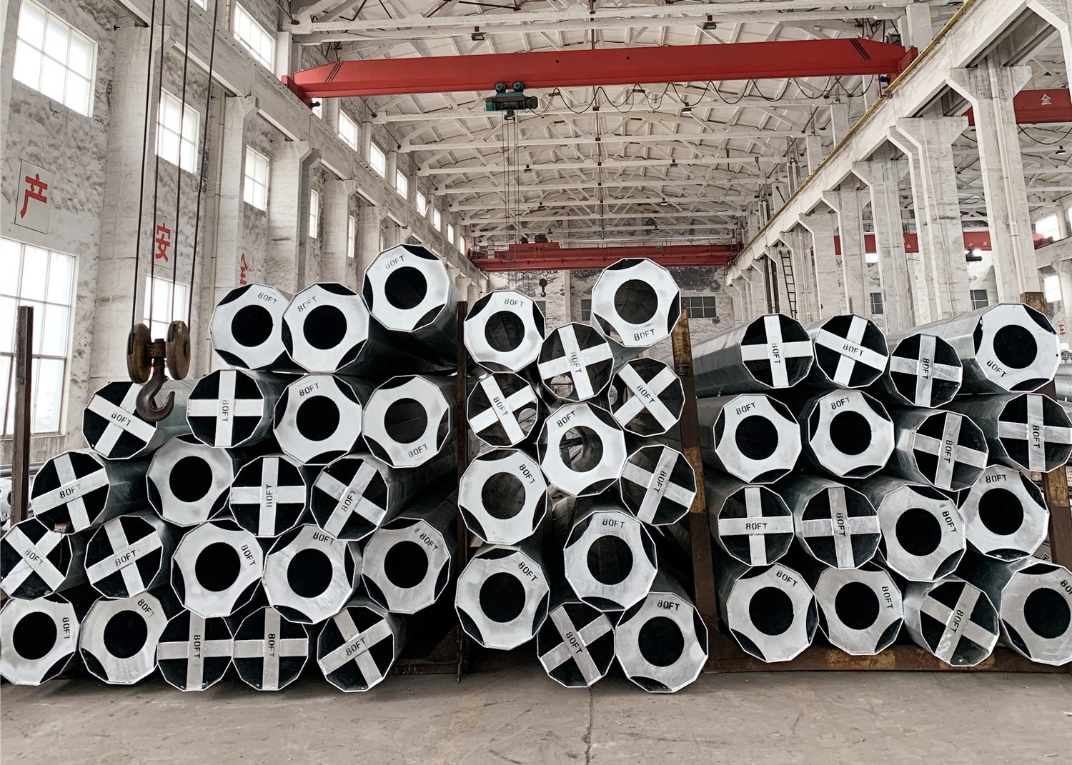 80FT 90FT Galvanized Steel Transmission Pole Philippines Dodecagonal