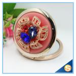 Shinny Gifts Luxury Crystal Cosmetic mirror Round Shape Metal Pocket Mirror