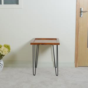 Quality Nordic Iron Stand Finger Joint 55.7cm Teak Solid Wood Coffee Tables wholesale