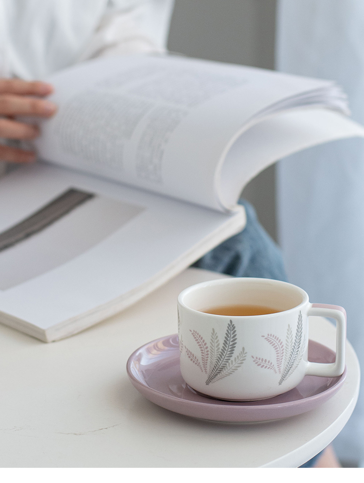 Custom Ceramic Coffee Cup And Saucer With Decal Nordic Design Style for Business Gifts