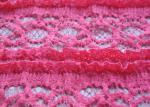 Delicate Pink Crocheted Lace Fabric Stretch In Ladies Garment , Shrink-Resistant