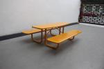 Waterproof Rustproof Outdoor Picnic Tables Perforated Steel Material For Park
