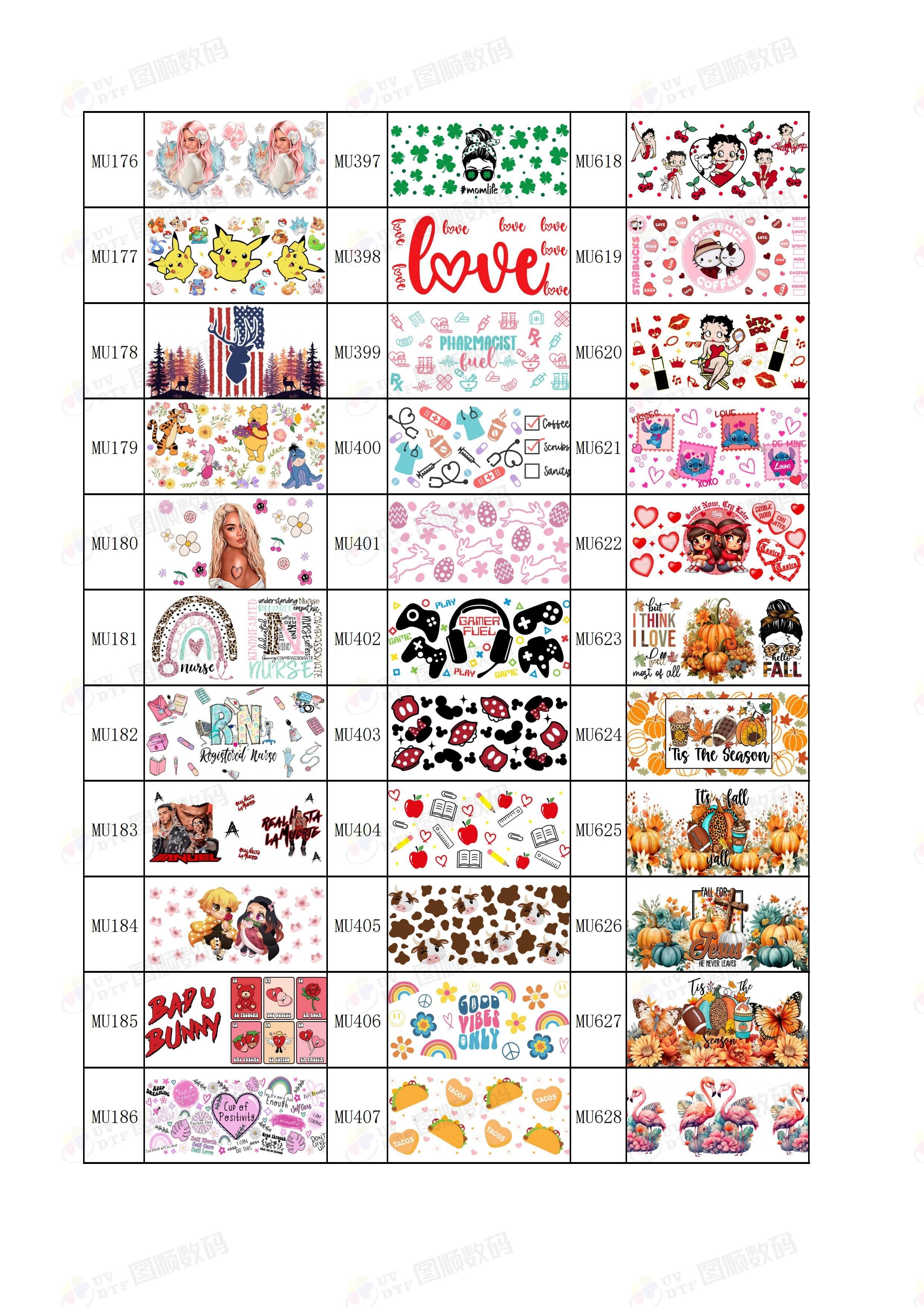 UV DTF Wraps 16oz 20oz 24oz Transfers Cartoon Christmas UV DTF