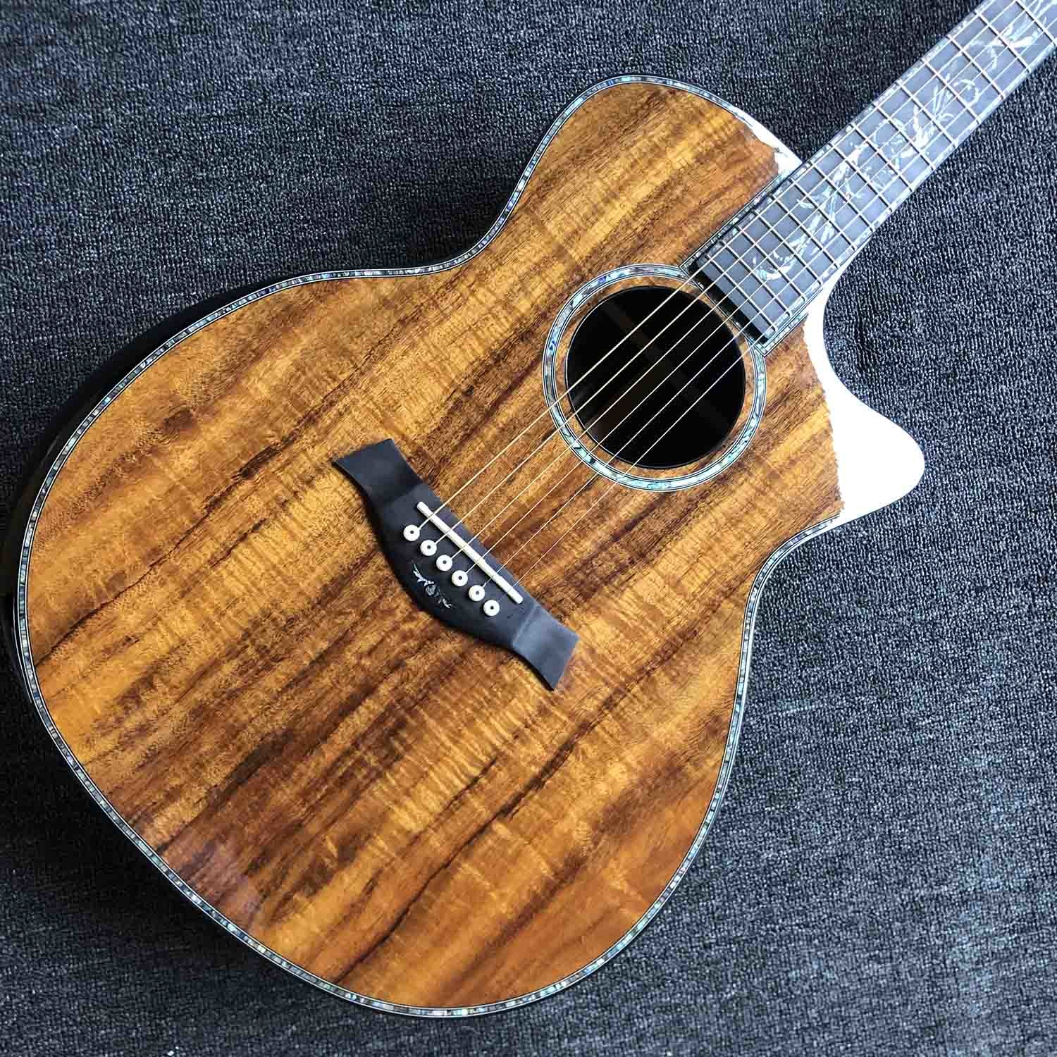 41 inch Solid KOA Top PS14 Acoustic Guitar Cocobolo Back Sides Real abalone Ebony Fingerboard TY Acoustic Guitar