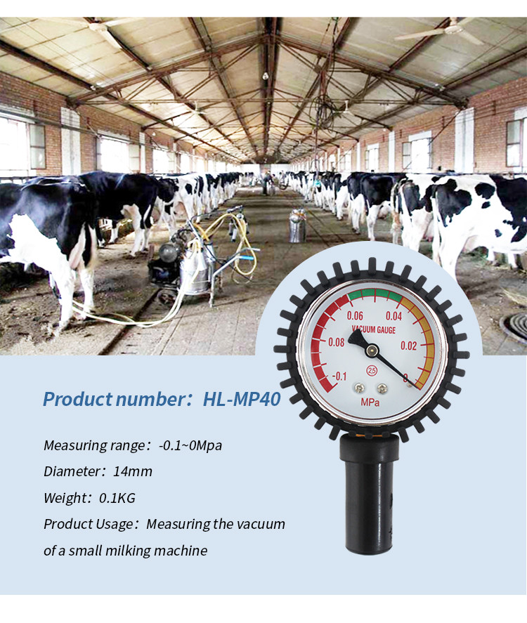Portable Milking Machine Parts Vacuum Gauge With In Orange/Green/Red Color Zone