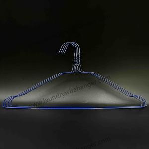 Quality 18inch Notched Shape Clothes Wire Hanger For Dry Cleaner-Blue wholesale
