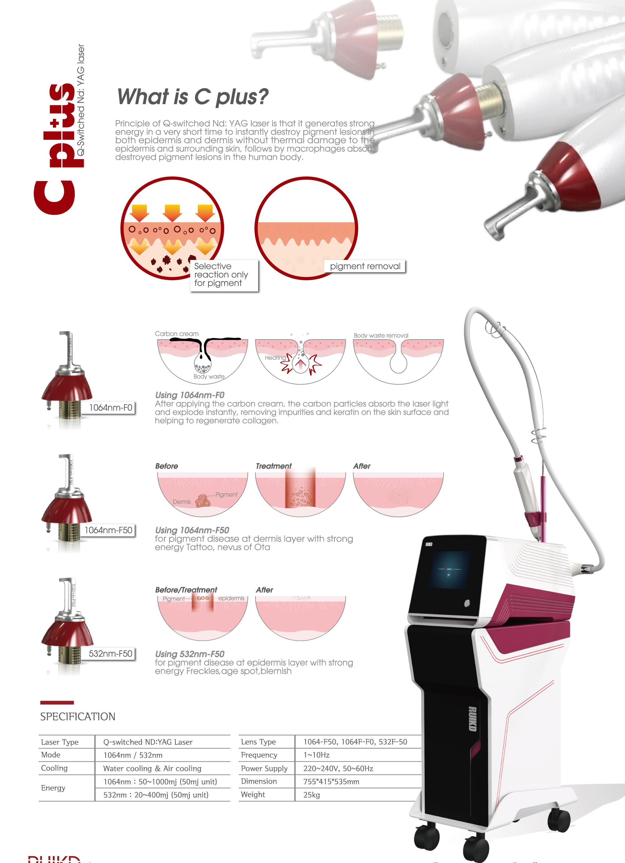 Q Switched ND Yag Laser Hair And Tattoo Removal Machine Portable 2000w 10.4 Inch Screen