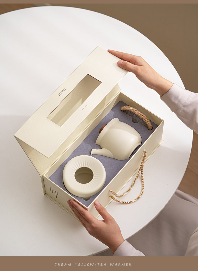 European-Style Loop-Handled Ceramic Tea Warmer for Home Hotel Restaurant and Office