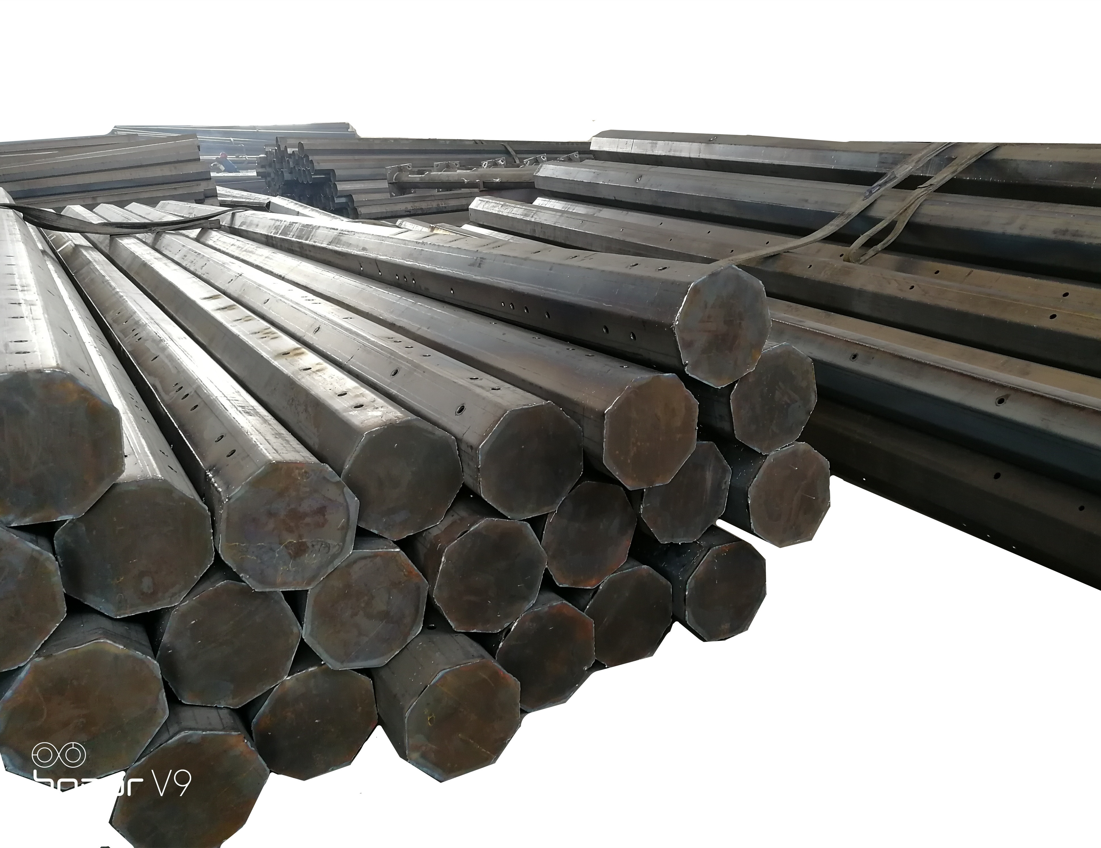 Octagonal Distribution Steel Pole 15kV 69kV Galvanized Pole For Power Line