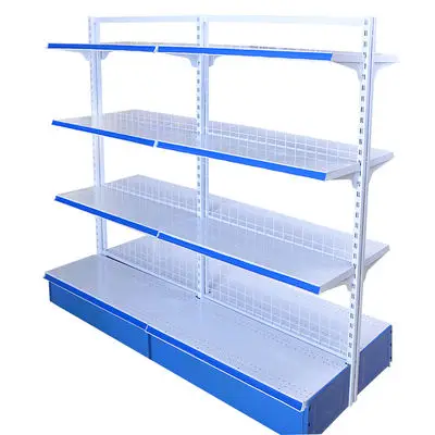 Metal Mesh Back Gondola Shelving Heavy Duty Grocery Shop Display Shelf