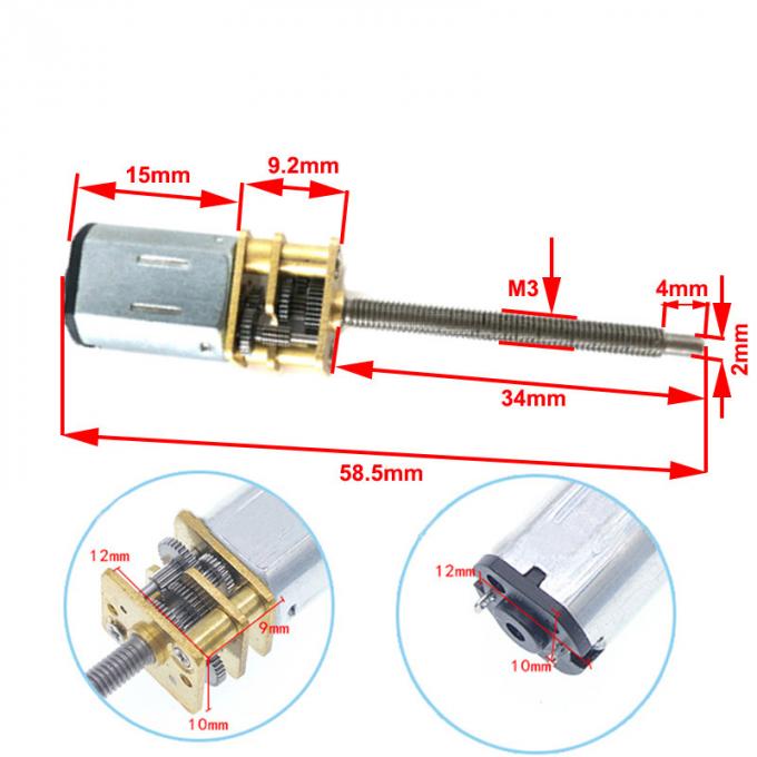 N20 Motor Gearbox Long Shaft DC Motor High Torque Motor Gear Reduction Dimension