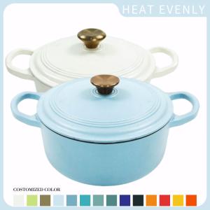 Quality 4L Enameled Cast Iron Casserole Easy Lifting Foldable Wooden Handle wholesale