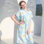 Hooded Microfiber Sand Free Terry Beach Towel Poncho Square Shape