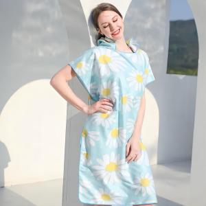 Quality Hooded Microfiber Sand Free Terry Beach Towel Poncho Square Shape wholesale