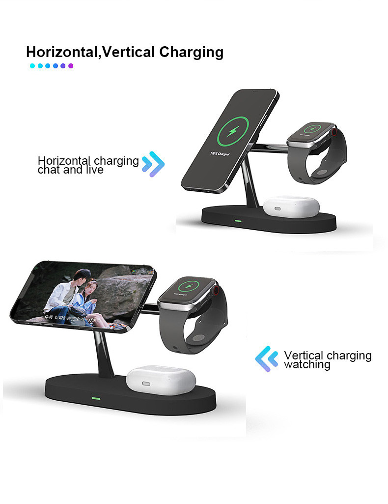 Versatile 15W 5 In 1 Wireless Charging Stand With USB A Output
