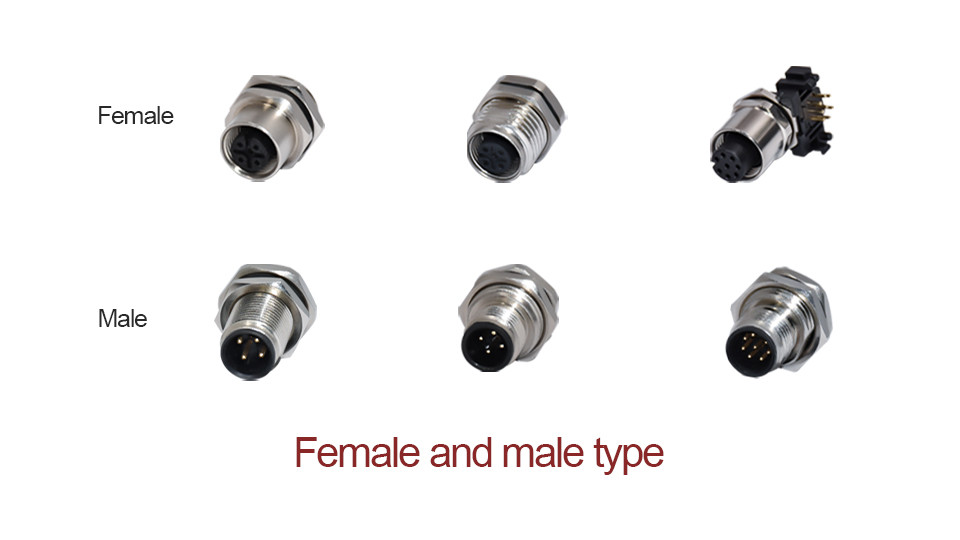 Male Female Solder Pcb M8 M12 Wall Panel Mount Connector 3 - 17 Pin A - X Code Sensor