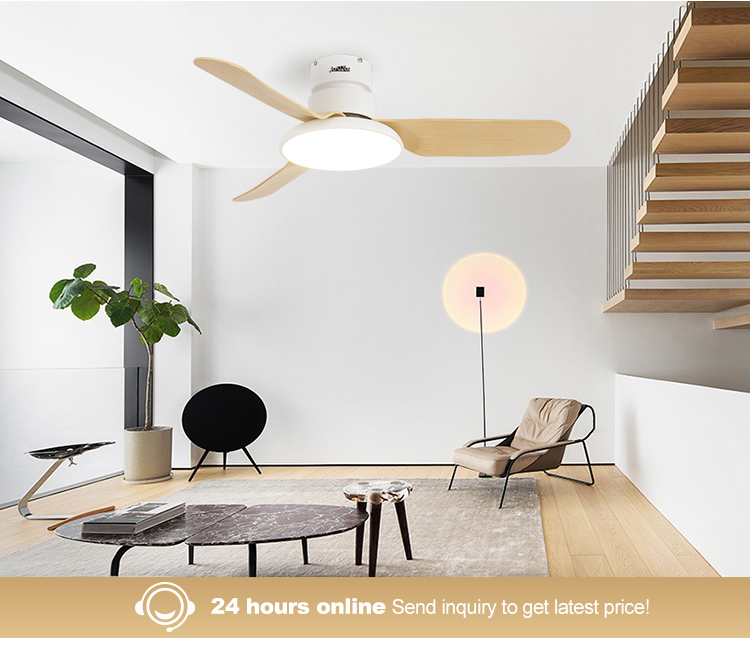 Nordic Style Flush Mounted LED Ceiling Fan with 3 Blades and 6000k Color Temperature