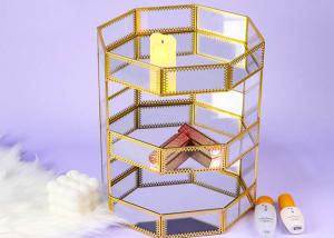 Quality Glass artifact three-layer octagonal cosmetic shelving box storage Bedroom desktop jewelry storage box wholesale