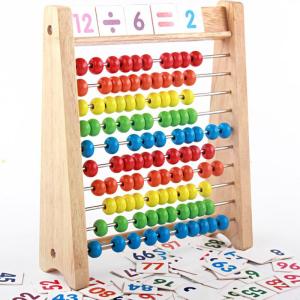 Quality Arithmetic Abacus Wooden Math Toy Rainbow 7cm Wooden Counting Beads wholesale