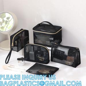 Quality Mesh Makeup Cosmetic Bag Portable Travel Organizing Zipper Pouch Toiletries Pouches Home Office Accessories wholesale