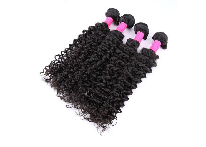 20 Inch 6A Virgin Brazilian Hair Deep Wave Style , Natural Brown / Black
