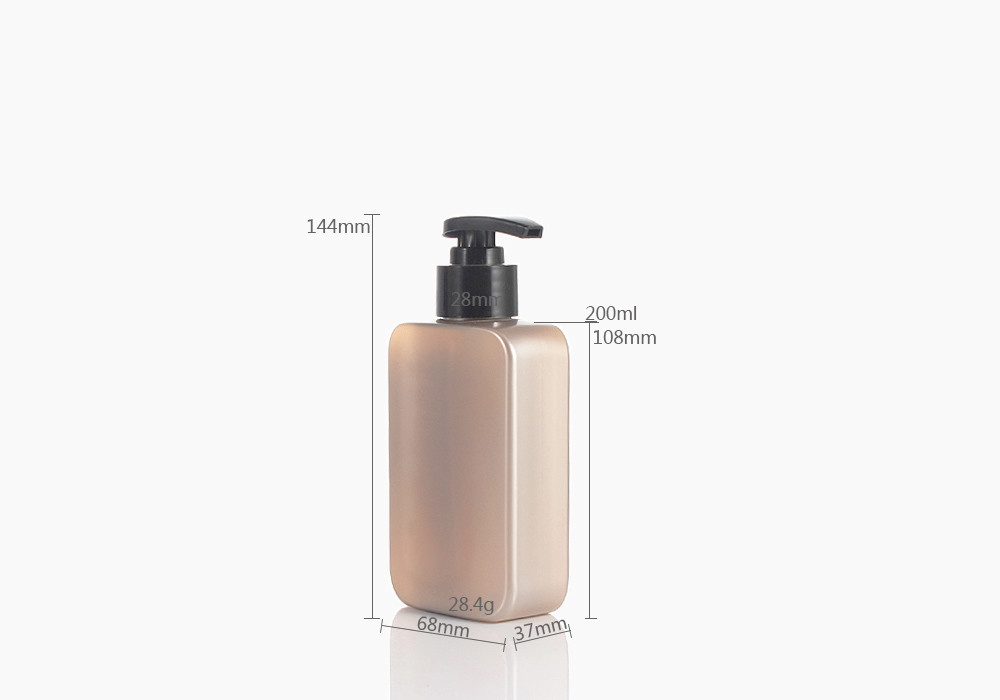 Flat Square 200ml PET Lotion Push Shampoo Pump Bottles
